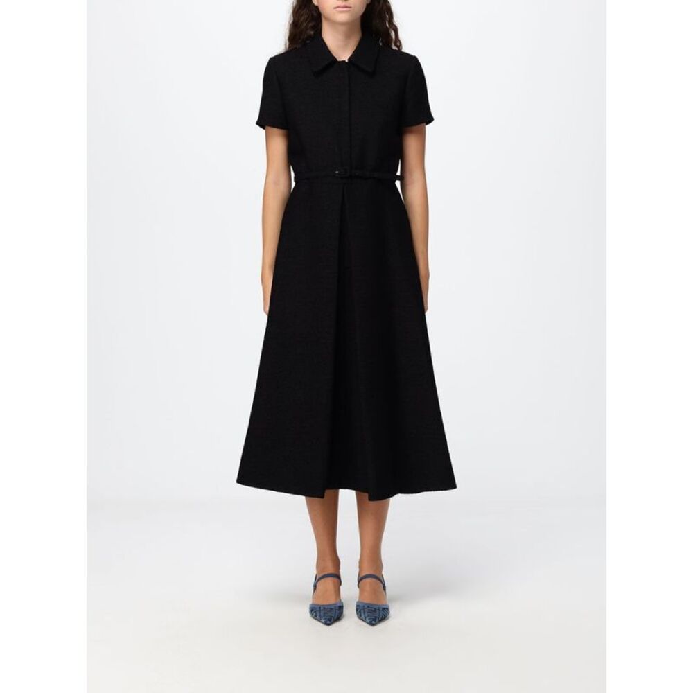 Fendi Women Fendi Wool Boucle Midi Shirtdress With Classic Collar And Belt